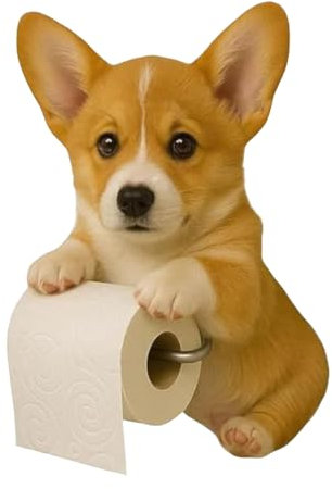 Dog Toilet Paper Holder, Resin Corgis Dog Toilet Roll Holder Wall Mounted, Cute Puppy Animal Toilet Tissue Roll Storage Stand, 2025 Funny Puppy Paper Towel Holders, for Home Bathroom Decor