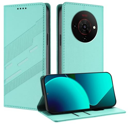 TAUYN Cover Custodia Folio in Pelle per ZTE Blade A76 5G | Premium PU/TPU Pelle Flip Antiurto Wallet Case, con Supporto & Porta Carta. Verde menta