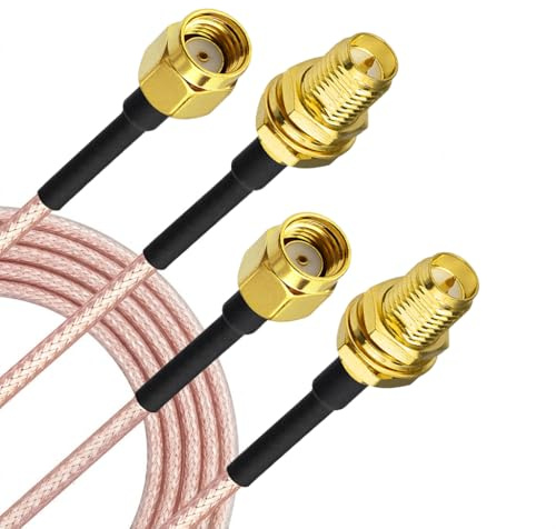 Superbat RPSMA Kabel 15cm 2 Stück - WLAN Antenne Verlängerungskabel,50 Ohm Doppelabschirmung Antennenkabel,RPSMA Buchse Bulkhead zu Stecker für 4G LTE Router Gateway Handy SDR USB Dongle Empfänger