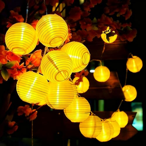 ALEGRE® Lampion Lichterkette Batterie,1,5M 10 LED Lichterkette Lampions Innen Außen, Wasserdicht Lampion Lichterketten Warmweiß, Lichterketten Laterne Lampions für Hochzeit Garten Terrasse Balkon Deko