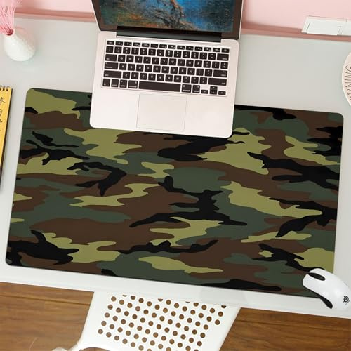QRFASFZO Mouse Pad 31.5 × 12 inch Extended Large Mouse Mat Desk Pad, Stitched Edges Mousepad,Non-Slip Rubber Base,Camo, modern camouflage pattern green, brown and black mixed repe,Gaming Mouse Pad XL