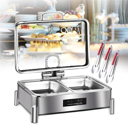 FBSHAD 9L Electric Chafing Dish Buffet Heizung mit 1/2/3-Gitter | Große Kapazitätsnahrung Erwärmung Topf | Edelstahl -Topf -Verdickte Kombinationsstruktur | Einfach zu reinigen (mit 3