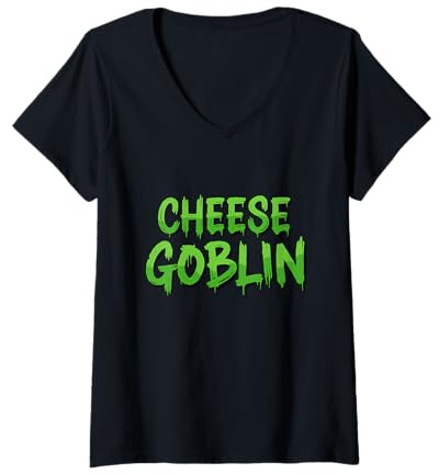 Womens Cheese Goblin Funny Slice Cheddar Gouda Mozzarella Cheese V-Neck T-Shirt