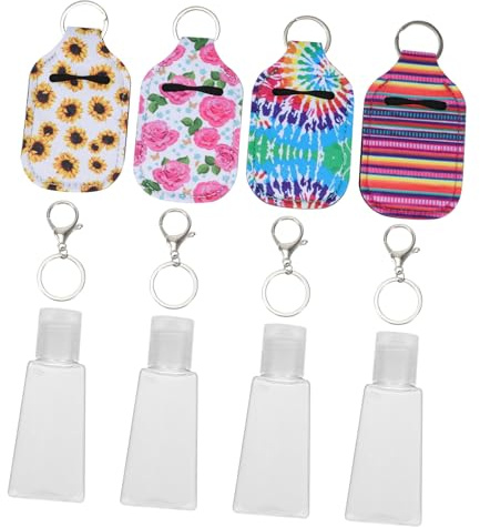 ibasenice Set de 12 Étuis Porte-bouteilles en Néoprène 30ml Flacons Vides Trapézoïdaux et Mousquetons pour Savonnette Liquide et Produits de Toilette, pour Paquet à Dos Couleur Aléatoire