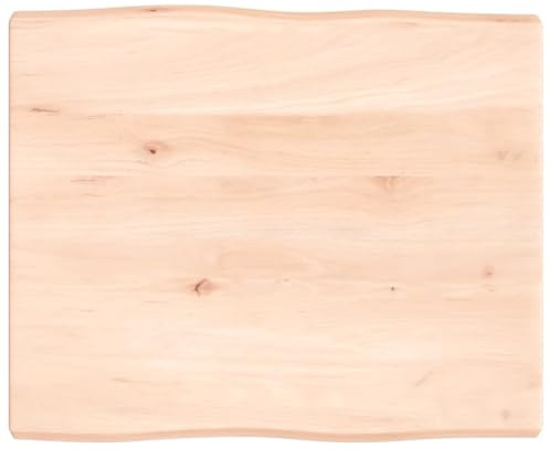 Tmriohed Eichen Tischplatte 60 x 50 x 4 cm Massivholz Unbehandelt mit Baumkante als Schreibtischplatte & Gartentischplatte Modernes DIY Design für Home Office Küche Balkon