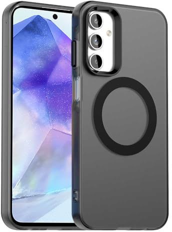 Techsuit für Samsung Galaxy A55 5G Hülle mit Soft Touch, Magnetring Kompatibel, Stoßfest, Verstärkte Ecken, Kameraschutz, Erhöhte Kanten, CandyCase Magnetic, Soft TPU, Schwarz