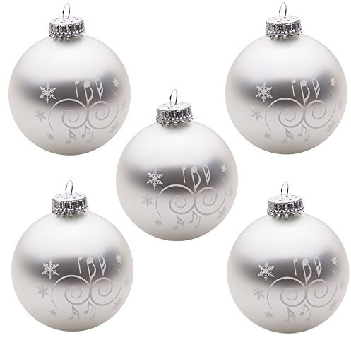 mugesh 5er Set Weihnachtskugeln Ornamente Silber - Schönes Geschenk für Musiker
