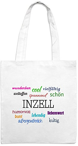 Jutebeutel mit Stadtnamen Inzell - Motiv Positive Eigenschaften - Farbe weiß – Stoffbeutel, Jutesack, Hipster, Beutel