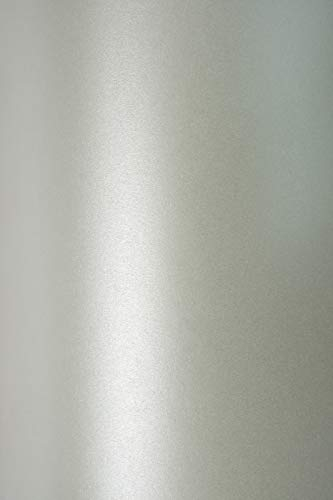 Netuno 10x Bastel-Karton Perlmutt-Silber DIN A4 210x 297 mm 230g Sirio Pearl Platinum Feinkarton mit Perlglanz schimmernd Silber Karton für Einladungs-Karten Hochzeits-Karten Basteln Dekorieren