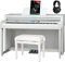 Classic Cantabile DP-A 610 E-Piano Set (88 Tasten Hammer-Mechanik, 1200 Voices und 38 DSP Effekte, Bluetooth-Streaming, Begleitfunktionen, 270 Styles, inkl. Bank, Kopfhörer und Schule) Weiß matt