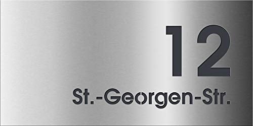 Frabox® Hausnummernschild VIRTON Edelstahl/Anthrazitgrau mit Straßenname und Nr.