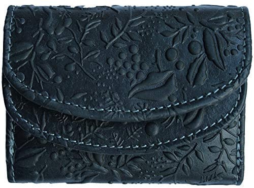 Hill Burry kleine Geldbörse Leder Damen Blumenmuster schwarz