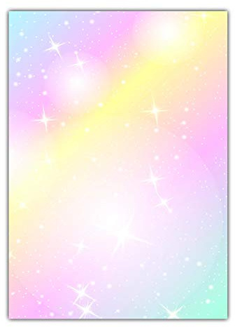 Rainbow Motiv-Briefpapier (MPA-5216, DIN A4, 100 Blatt) Regenbogen Motivpapier mit knallig bunten Farben und Sternen