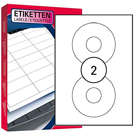 25 Blatt Drucker Universal KingSize CD-Etiketten Ø 117 mm Selbstklebend DIN A4 (50 St. Etiketten) Laser Copy Inkjet