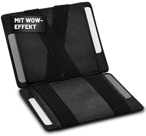 GenTo - Geldbörse mit/ohne Münzfach - TÜV geprüfter RFID NFC Schutz - Magic Wallet - Magischer Geldbeutel - Inklusive Geschenkbox - Smart Wallet - Portemonnaie für Herren/Damen (Schwarz)