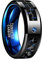 Vakki Ring Herren Damen 8mm Wolframkarbid Ringe Schwarz und Blau Kohlefaser Versprich Verlobung Ehering mit Zirkon Bequeme Passform Größe 71