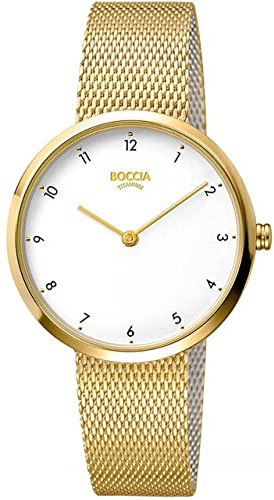 Boccia Damen Analog Quarz Uhr mit Edelstahl Armband 3315-04