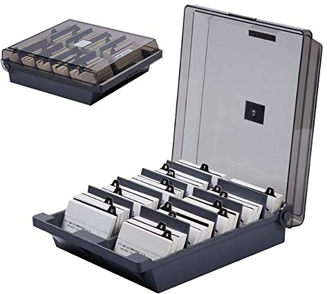 SUNSHINETEK 1000 Karten Visitenkarten-Organizer Halter Schreibtisch Name Card Aufbewahrungsbox mit Trennwänden und Index-Registerkarten