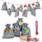 Adventskalender zum Befüllen Groß (13x17cm), Weihnachtskalender Jutesäckchen Selberfüllen, 24 jutebeutel Kette zum selber befüllbar und Aufhängen, 2024 Geschenksäckchen für Kinder Männer Frauen Grau