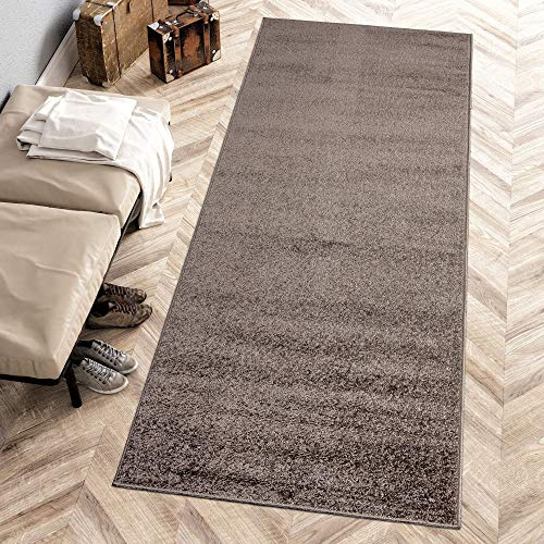 Carpeto Teppich Wohnzimmer 70x300cm Anthrazit Grau Einfarbig Weich Kurzflor