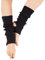 AWOCAN Women Winter Extra Soft Over Knee High Footless Knitted Stirrup Leg Warmers for Yoga Ballet Dance (BLACK)
