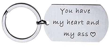 Banemi Schlüsselanhänger Mädchen, Fahrlehrer Schlüsselanhänger Gravur Du Hast Mein Herz und Arsch Vatertag Schlüsselanhänger