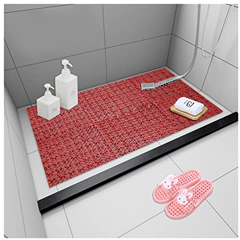 JSSSM Bathroom Mat Non-slip Interlocking Floor Mats 500g/㎡ PVC Interlocking Tiles, for Outdoor Playgrounds Bathroom Kitchen Patio Bar Counter Color : Red, Size : (20 pieces) 30x30cm