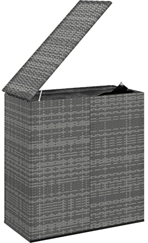 Gecheer Garten Aufbewahrungsbox Kissenbox Auflagenbox Kissentruhe Gartenbox mit Hubautomatik & Innenplane PE Rattan 100x49x103,5 cm Grau