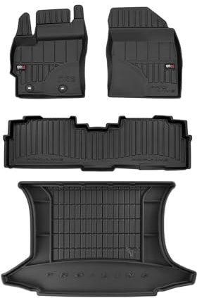 OMAC Fußmatten & Kofferraumwanne Set kompatibel mit Toyota Verso 2009-2018 Gummi Schwarz 4X