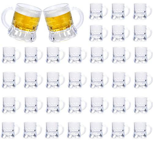 ZZYFGH Mini Beer Mugs, 1 Oz Clear Plastic Shot Glasses Beer Mug with Handles for Party (36 Pieces)