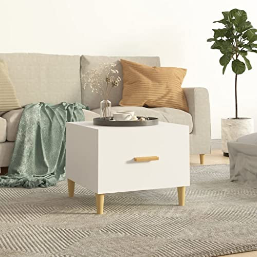 FIRBNUS Coutischtisch Weiß 50x50x40 cm Holztisch Wohnzimmer Wohnzimmertisch Modern Beistelltisch Stilvollen Stabilität Kleiner Tisch Coffee Table Sofatisch Teetisch Holzwerkstoff