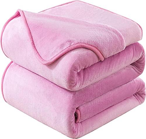 HOZY Kuscheldecke 130x150cm Rosa, Fleece Decke Sofa Decke, Warme Bettdecke Fleecedecke Couch Decken Flauschige Decke, Tagesdecke Sofaüberwurf Hundedecke Sofadecke Couchdecke flauschig