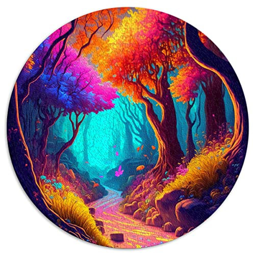 Puzzle 1000 Teile Puzzles Fantasiewelt Wald Runde Puzzles für Erwachsene und Kinder Kartonpuzzles Wohnkultur (Größe 67,5 x 67,5 cm)