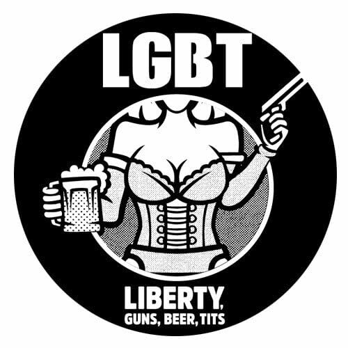 Sammys Shirt Store LGBT - Liberty, Guns, Beer, Tits Vinyl-Aufkleber Sticker für Auto wetterfest 10cm