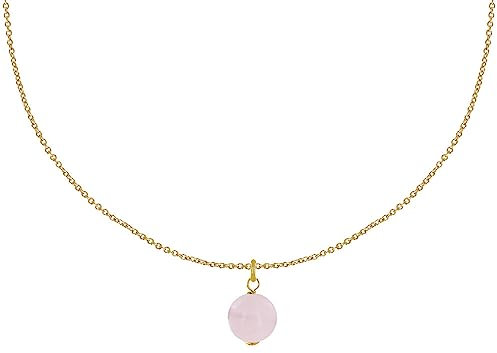 LES POULETTES BIJOUX - Collier Plaqué Or Pendentif Perle de Quartz Rose