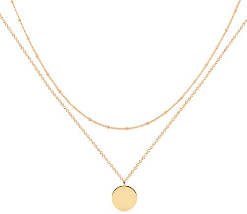Jenosy Collana Pendente Donna Regalo Delicata a Più File Catena Ipoallergenica Collana da Donna Oro 18K Placcata Gioielli di Moda per Donne Ragazze (Oro)