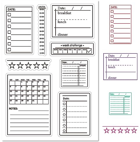 craspire Kalender-Planer-Etiketten-Schablonen, Transparenter Gummistempel, Vintage-Rahmen, Transparente Silikon-Siegel, Stempel Für Journaling, Kartenherstellung, DIY, Scrapbooking, Handgefertigtes