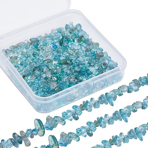 SUNNYCLUE 2 Strands Apatite Chip Beads Chip Stones Beads Natural Apatite Beads Apatite Crystal Chips Healing Energy Chip Bead Strands Gemstone Chips for jewellery Making Home Decor Vase Plant Supplies