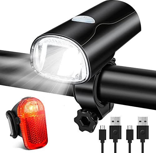 LED Fahrradlicht Set, Fahrradlampe Fahrradbeleuchtung STVZO Zugelassen Wasserdicht USB-Aufladung Fahrrad Licht Bike Light mit Frontlichter und Rücklicht, für Kinder und Erwachsene