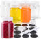 9pcs 2 oz Clear Glass Ginger Shot Bottles with Lids, Mini Glass Jars Wide Mouth Containers for Juice, Wellness Shot, Whiskey and Spice