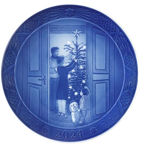 Royal Copenhagen 1070754 Earplate, Edizione 2024, Anticipazione di Natale, Diametro circa 7,1 pollici (18 cm), Blu