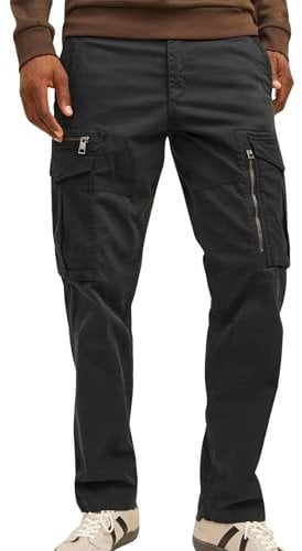 JACK & JONES Male Relaxed Fit Cargo-Hose Pantalon, Noir, 29W / 32L Homme