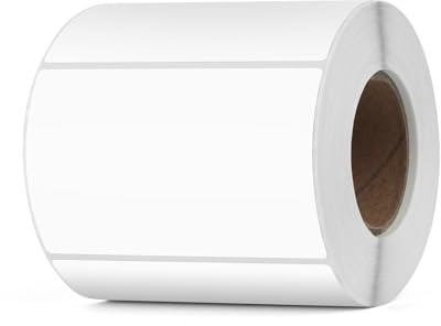 YIKIADA Weiß Thermo-Etikett Vinyl 50 × 76 mm Rolle Rechteckig Selbstklebend Adressaufkleber Wasserdicht Aufkleber für Name Barcode QR Code DIY 500 Stück