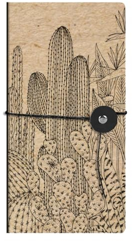 Clairefontaine 116043C - Un Carnet Slim motif Nature sur Couverture Kraft - 9x18 cm 80 Pages Unies papier Ivoire 90g - Fermeture cordon - Collection Le Cerisier Blanc - 2 visuels, livraison aléatoire