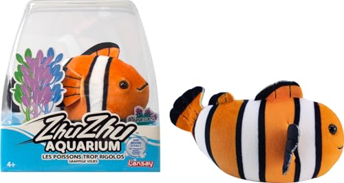 ZHU ZHU Aquarium – Moon der Clownfisch – Orange & Weiß – Weiches & interaktives Plüschtier für Kinder ab 4 Jahren – Erstellung verzauberter Geschichten – lustiges interaktives Tier – kein Wasser