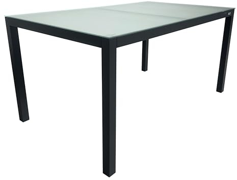 Mesa Exterior Fija Mallorca De Cristal Jardín Terraza Color Blanco 150x90 cm
