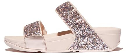 Fitflop Women's LULU Multi-Tonal Glitter Slides Sandal, Pink, 6.5 UK