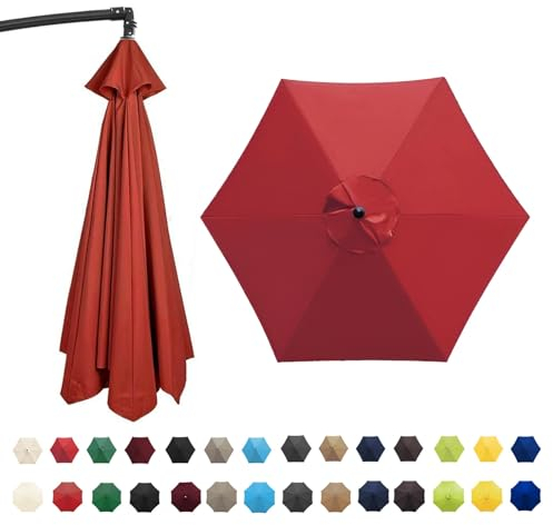 2.7M/3.0M Ersatz-Sonnenschirm-Überdachung, Universelles Markttisch-Regenschirm, Terrassenschirm-Sonnenschutz-Abdeckung Ersatzdach,6/8 Rippen, Schirmabdeckung Sonnenschirmtuch ( Color : Bright red , Si
