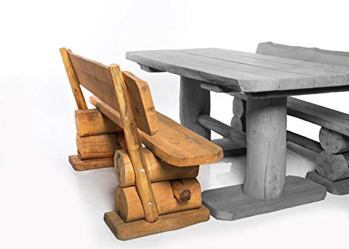 Rustikale Gartenbank aus Kiefer – Massivholz-Bank lasiert Farbton Pinie – 160 cm – Hochwertige Sitzbank für Terrasse & Garten – Zeitloses Design aus robustem Holz