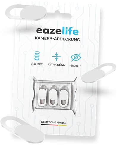 Webcam Abdeckung | 0.75mm extra dünn | selbstklebend | Slider Kamera Abdeckung | Privatsphärenschutz für Computer, Laptop, Tablet, Smartphone | Webcam Cover für Mac, MacBook, iPad (Weiß 3er Set)